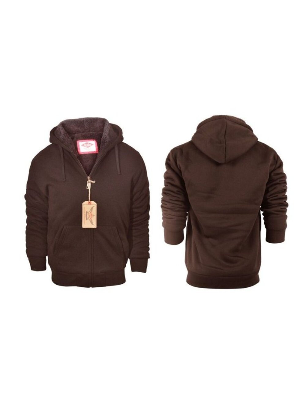 New Lee Hanton Men's Brown Sherpa-Lined Hoodie Size Large Cozycore Fall Casual